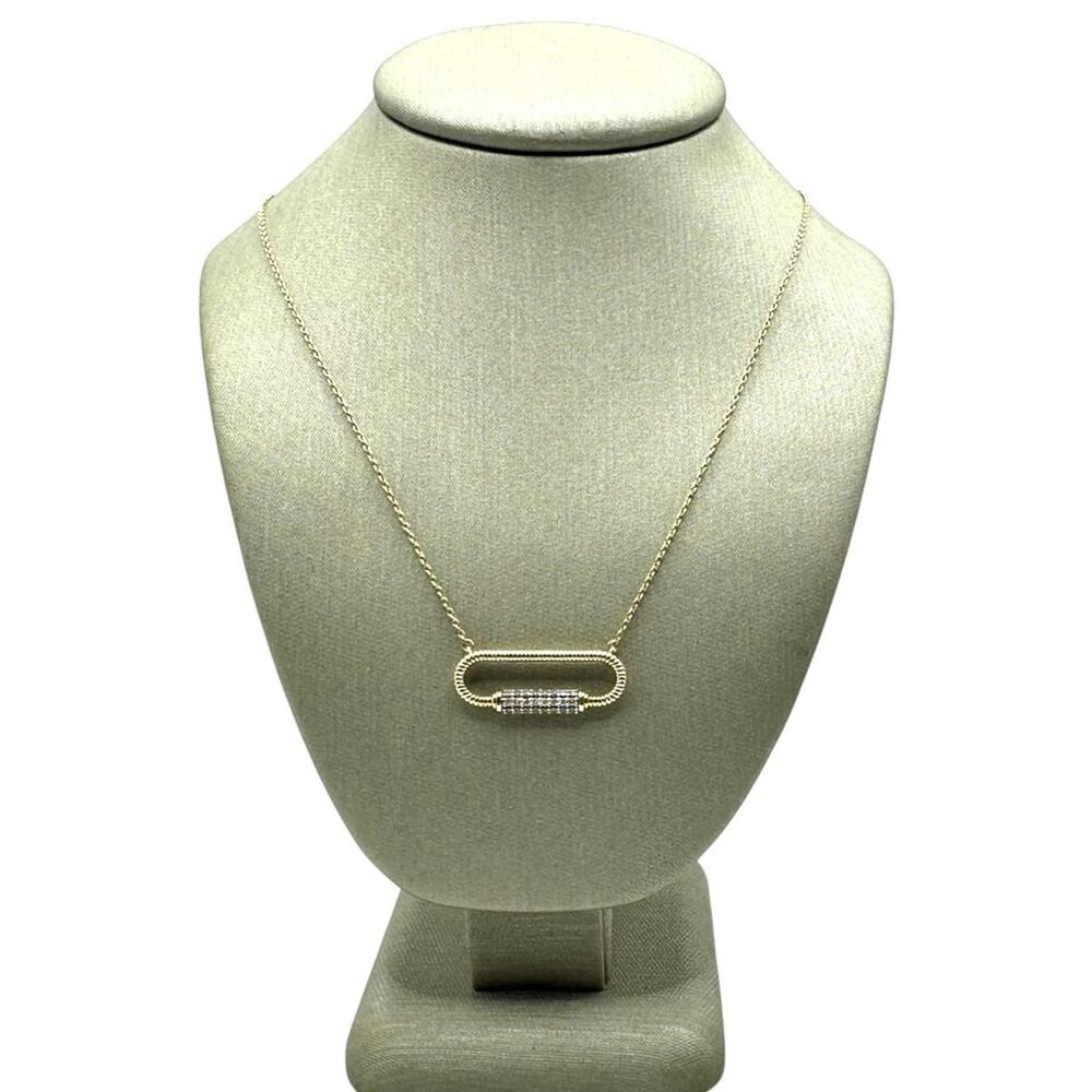 14K Two-Tone Gold .25cttw Diamond Paperclip Necklace (20138)